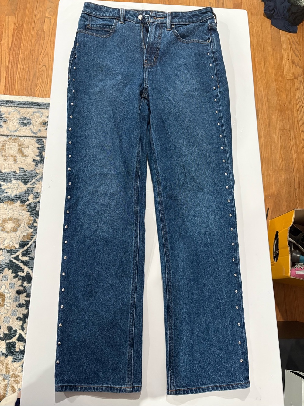 Old Navy Blue Straight-Leg Jeans with Side Studs